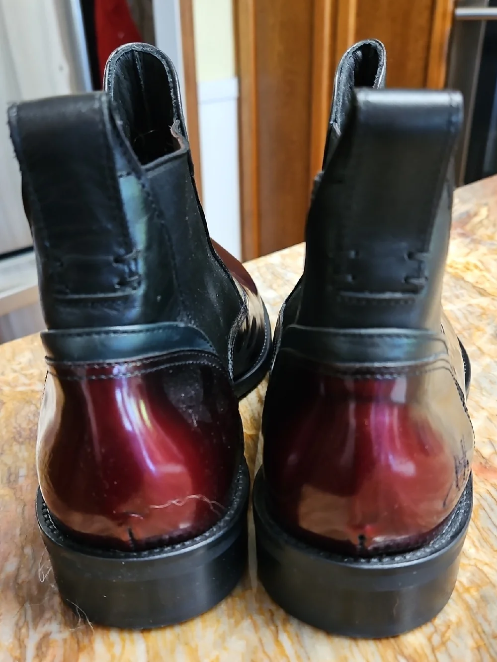 JOHN FLUEVOG Two-Tone Black and Burgundy Chelsea Boots -MENS 10